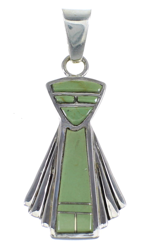 Southwest Turquoise Inlay Authentic Sterling Silver Pendant RX54318